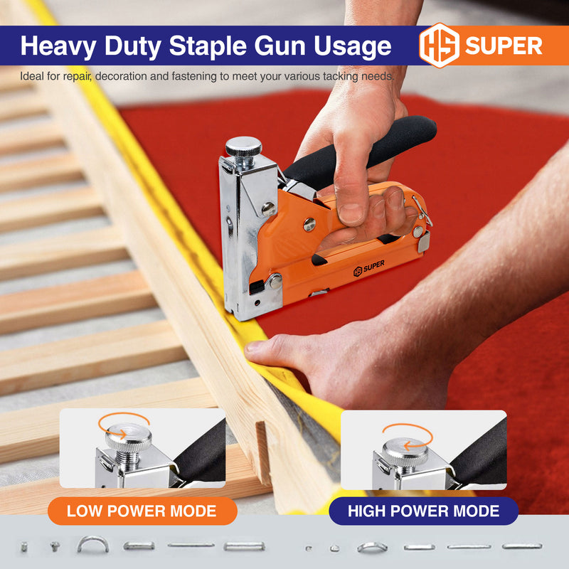 HS Super Heavy Duty 3-in-1 Staple Gun – Upholstery, Wood & Cable Stapler with 3000 Staples